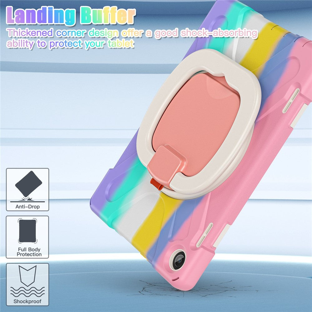 For Lenovo Tab M10 (Gen 3) TB-328FU / TB-328XU PC + Silicone Tablet Case Hand Grip Rotary Kickstand Drop-proof Protective Cover - Colorful Pink