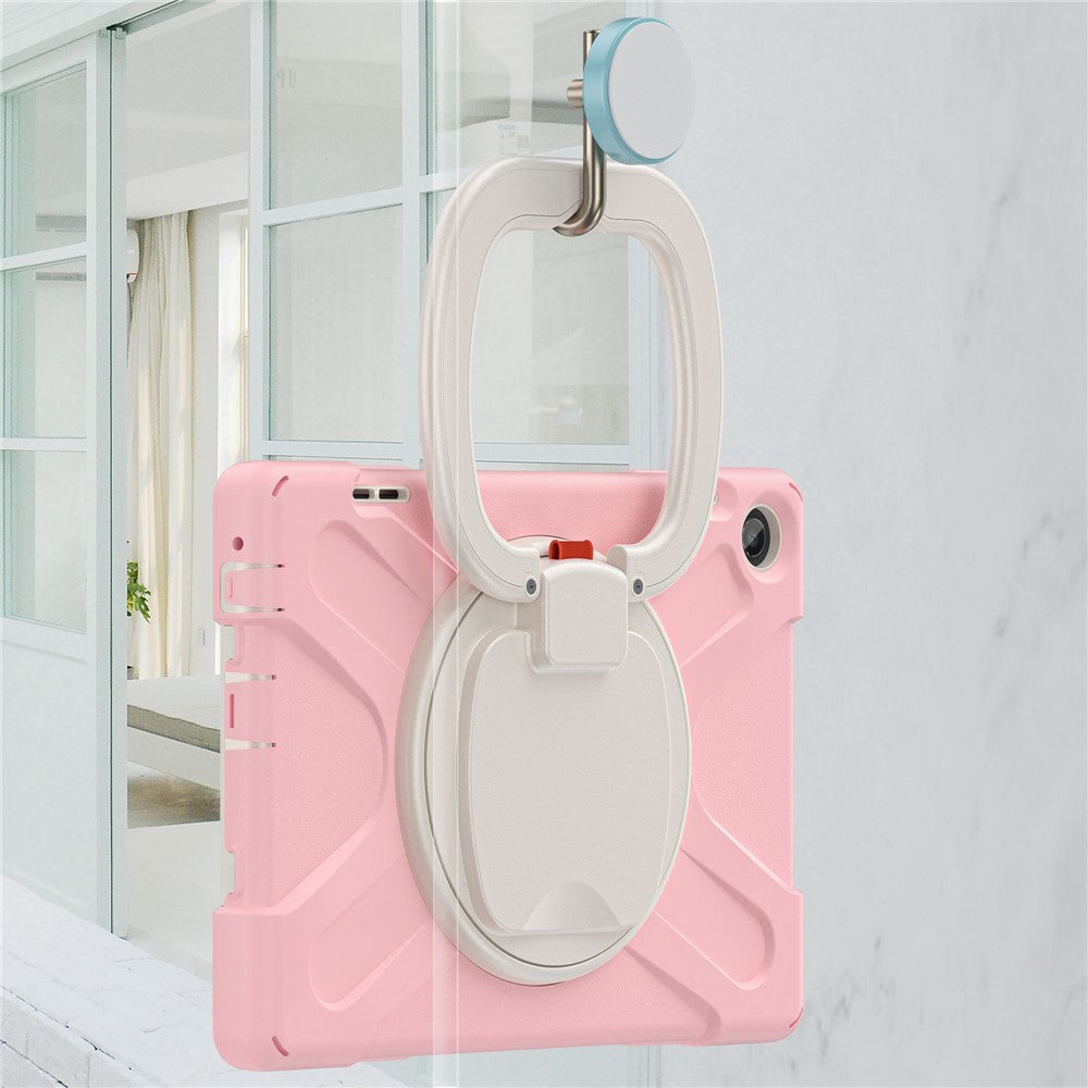 For Lenovo Tab M10 (Gen 3) TB-328FU / TB-328XU PC + Silicone Tablet Case Hand Grip Rotary Kickstand Drop-proof Protective Cover - Pink