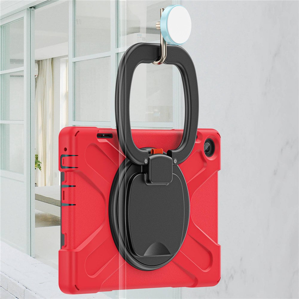 For Lenovo Tab M10 (Gen 3) TB-328FU / TB-328XU PC + Silicone Tablet Case Hand Grip Rotary Kickstand Drop-proof Protective Cover - Red