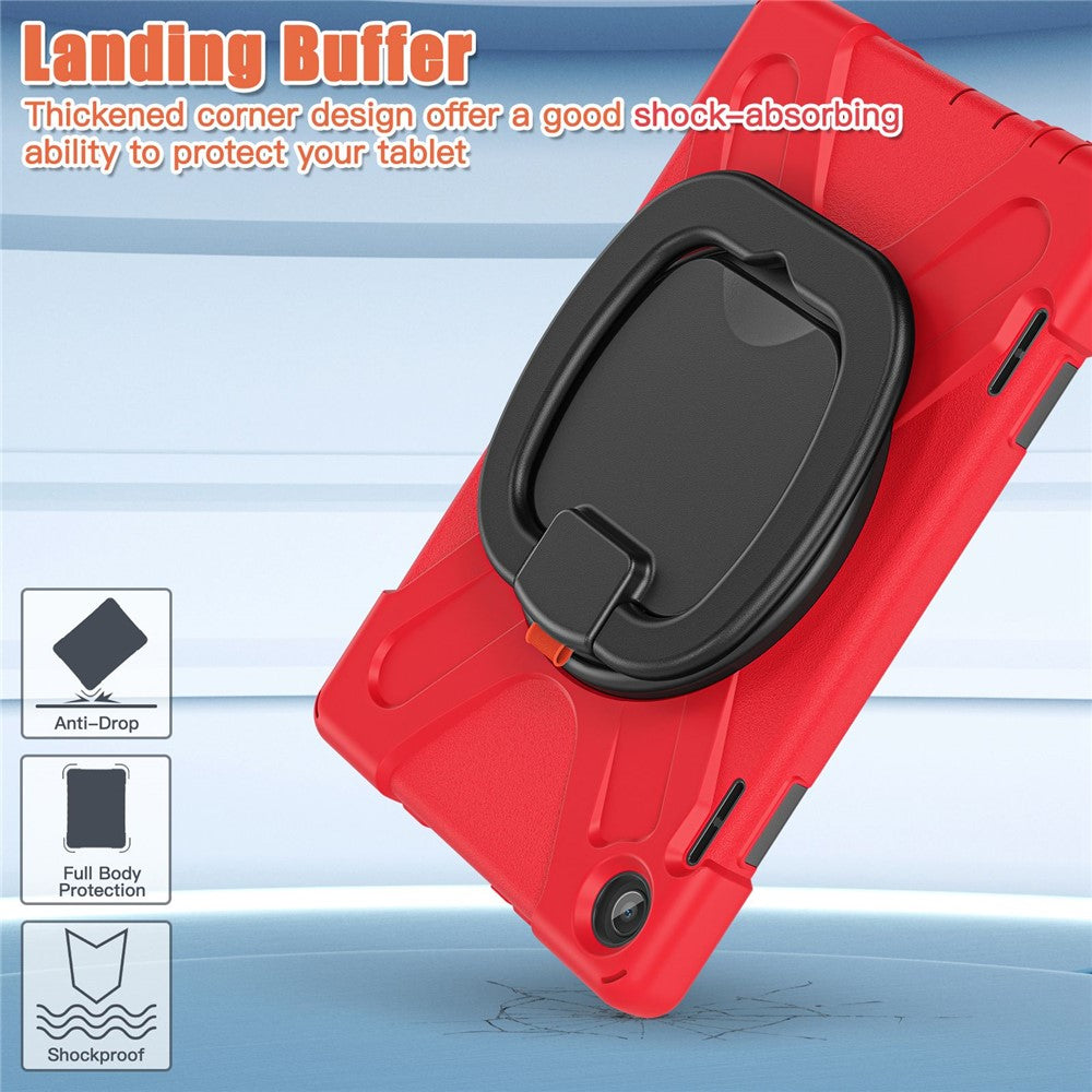 For Lenovo Tab M10 (Gen 3) TB-328FU / TB-328XU PC + Silicone Tablet Case Hand Grip Rotary Kickstand Drop-proof Protective Cover - Red