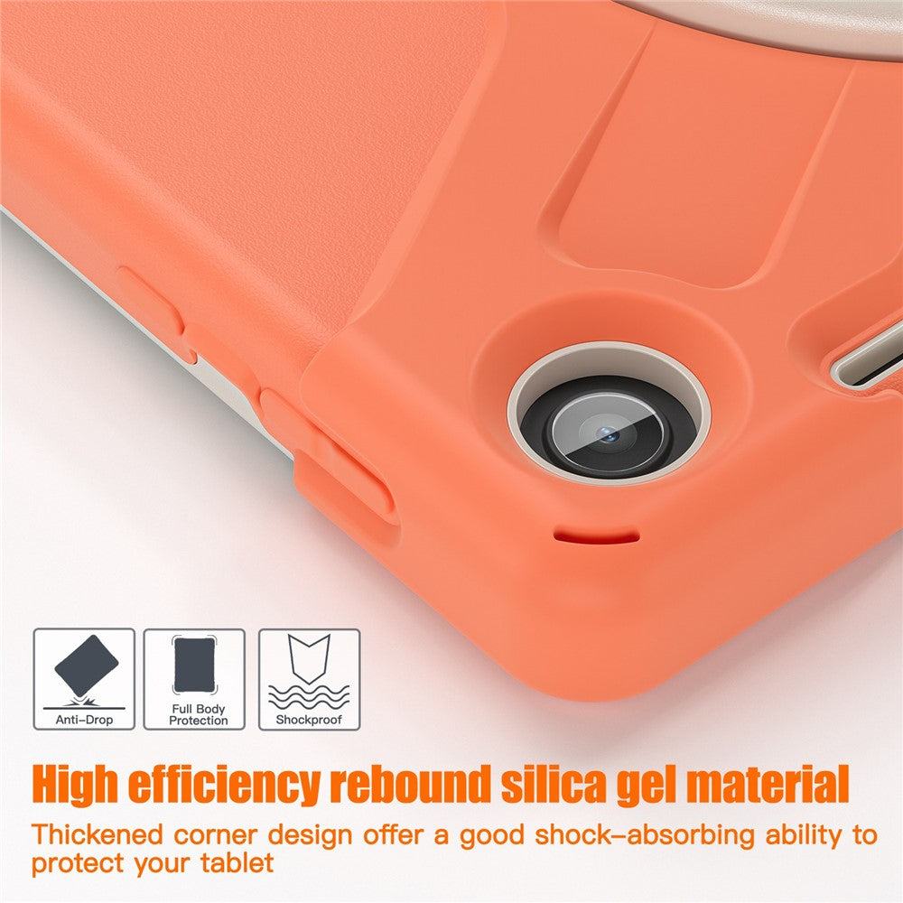 For Lenovo Tab M10 (Gen 3) TB-328FU / TB-328XU Kickstand 360 Degree Rotation Hand Strap Tablet Case PC + Silicone Protective Cover - Orange