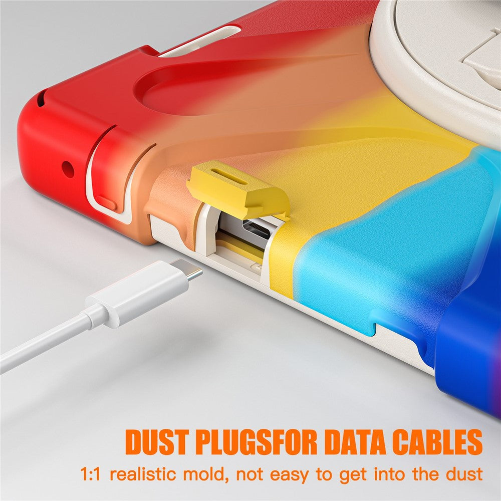 For Lenovo Tab M10 (Gen 3) TB-328FU / TB-328XU Kickstand 360 Degree Rotation Hand Strap Tablet Case PC + Silicone Protective Cover - Colorful Red