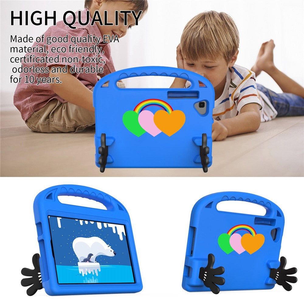 For Lenovo Tab M10 HD Gen 2 TB-X306F / X306X 10.1-inch Palm Shape Kickstand Design EVA Case Love Heart Pattern Tablet Protective Cover with Grip Handle - Blue