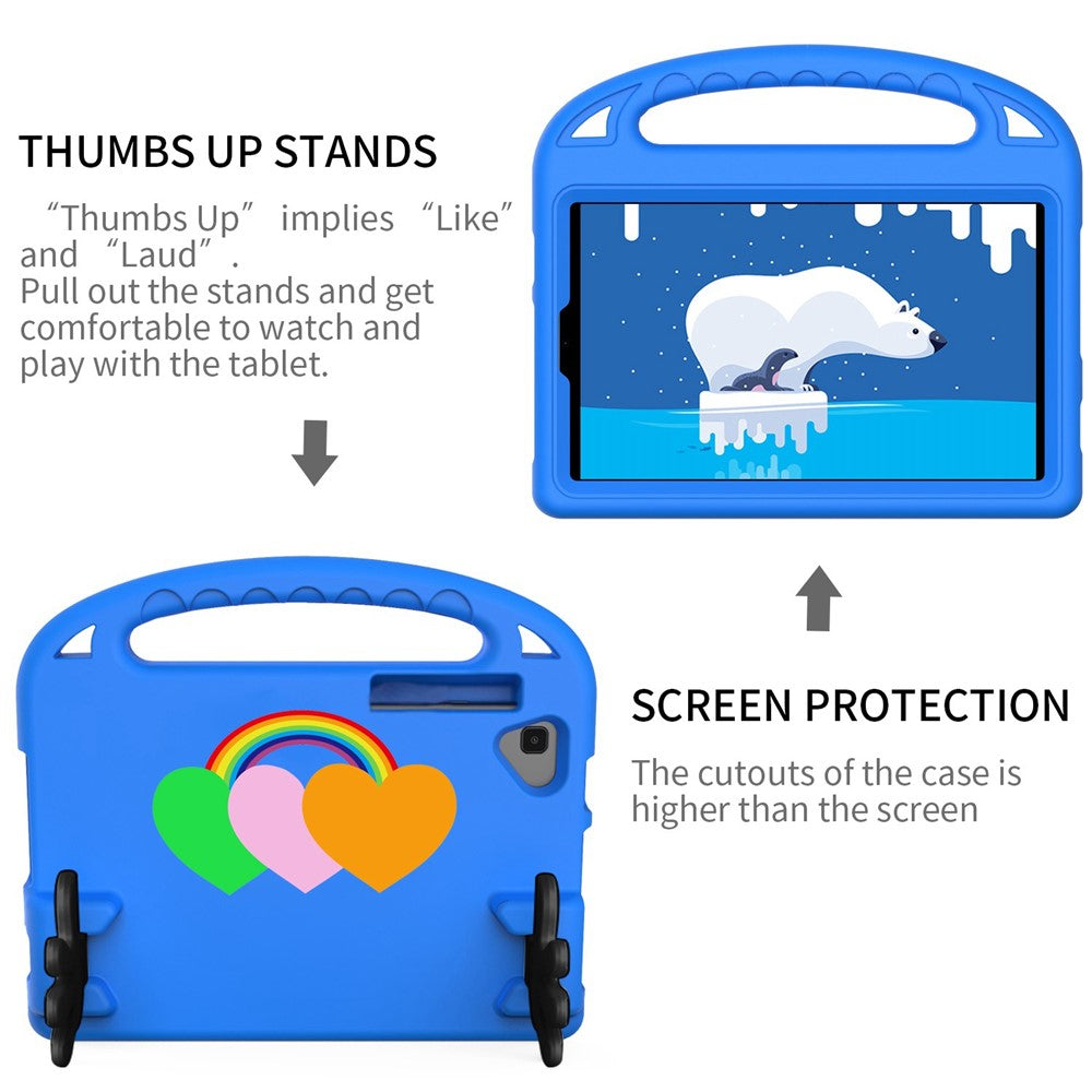 For Lenovo Tab M10 HD Gen 2 TB-X306F / X306X 10.1-inch Palm Shape Kickstand Design EVA Case Love Heart Pattern Tablet Protective Cover with Grip Handle - Blue