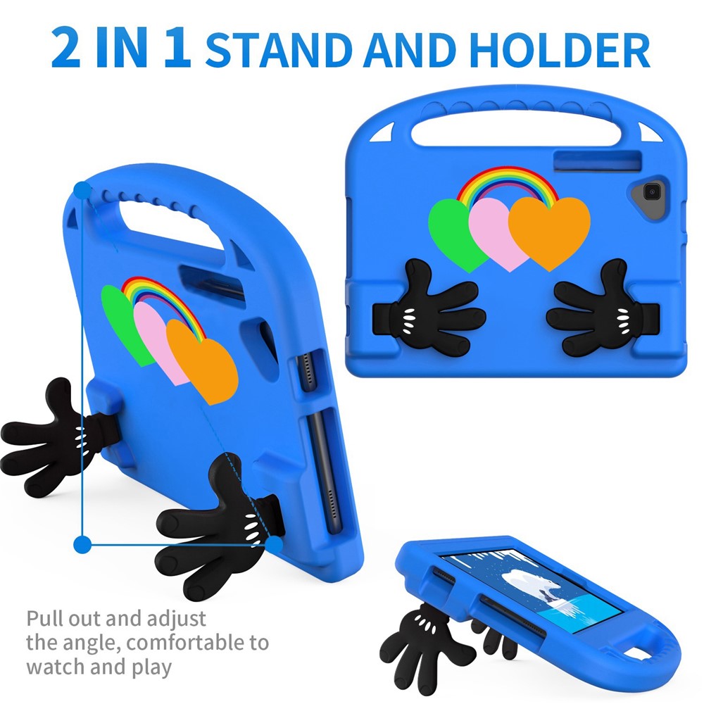 For Lenovo Tab M10 HD Gen 2 TB-X306F / X306X 10.1-inch Palm Shape Kickstand Design EVA Case Love Heart Pattern Tablet Protective Cover with Grip Handle - Blue