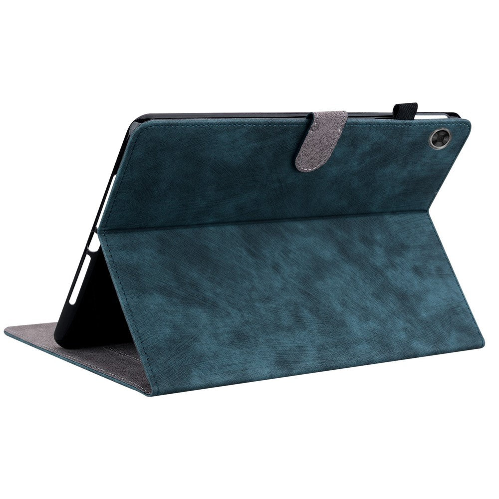Cute Tiger Pattern Imprinted Case for Lenovo Tab M7 (3rd Gen), PU Leather Anti-scratch Stand Card Holder Cover - Dark Blue
