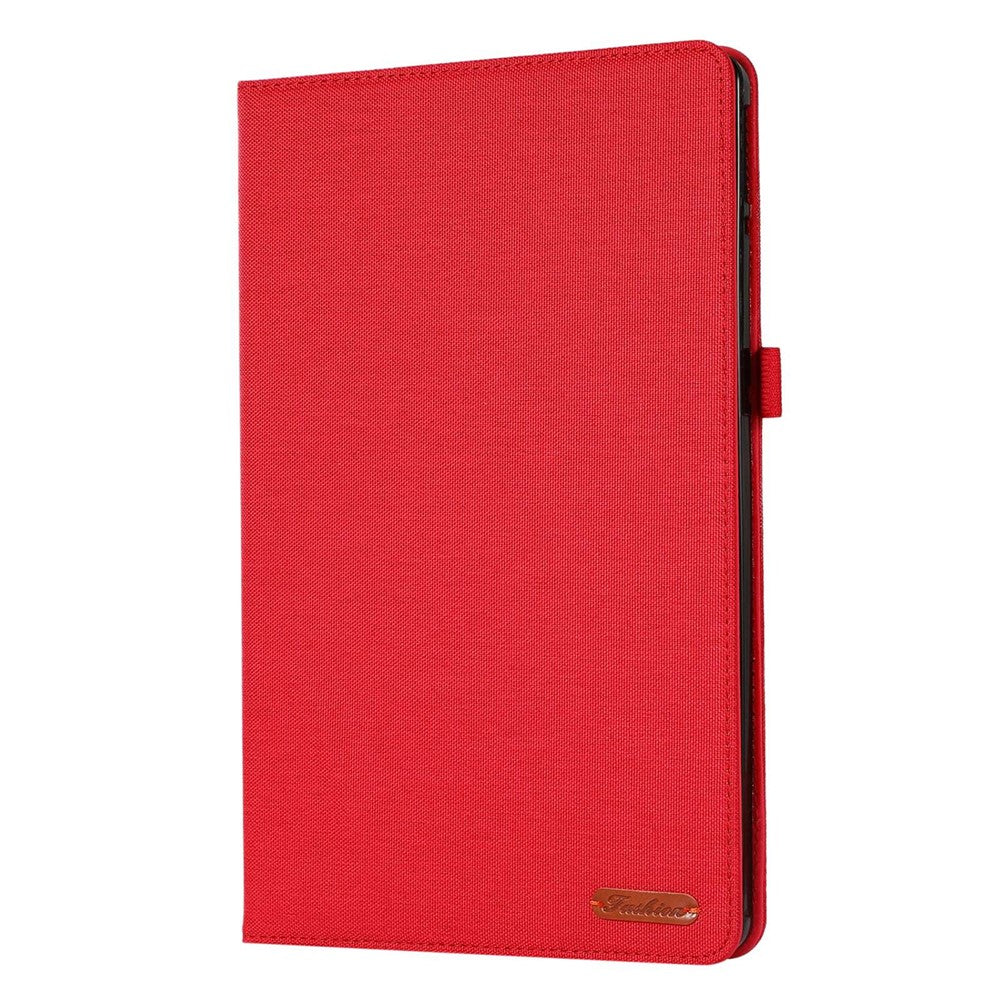 For Lenovo Tab P11 Pro Gen 2 Cloth Texture PU Leather Tablet Case Foldable Stand Card Holder Protective Cover - Red