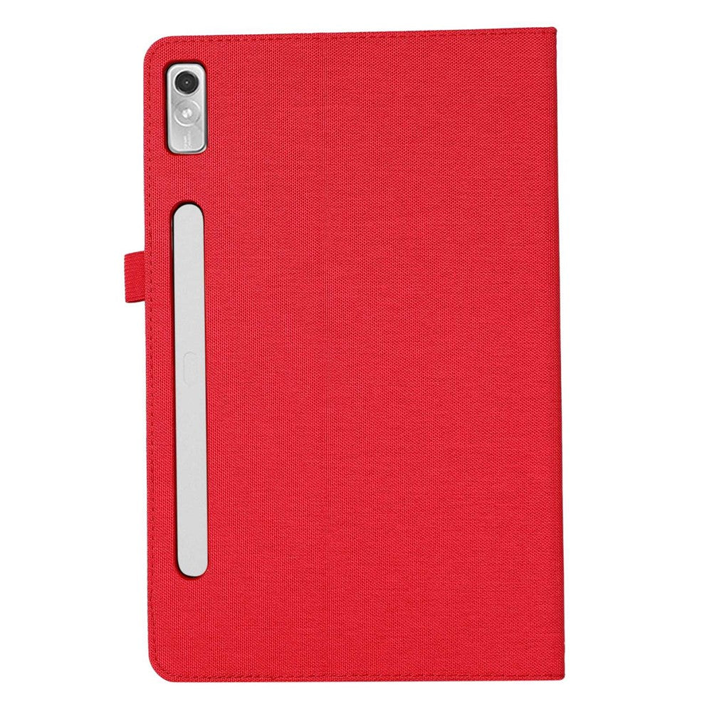 For Lenovo Tab P11 Pro Gen 2 Cloth Texture PU Leather Tablet Case Foldable Stand Card Holder Protective Cover - Red