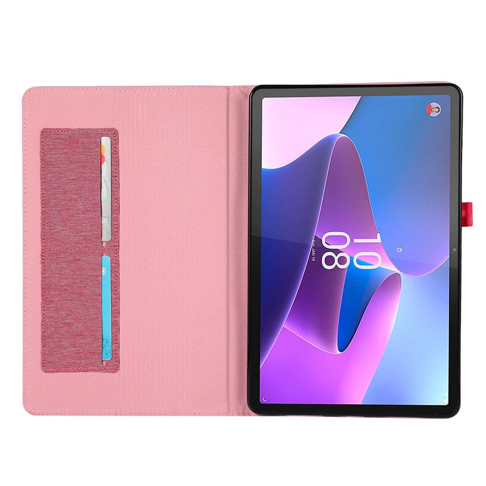 For Lenovo Tab P11 Pro Gen 2 Cloth Texture PU Leather Tablet Case Foldable Stand Card Holder Protective Cover - Pink