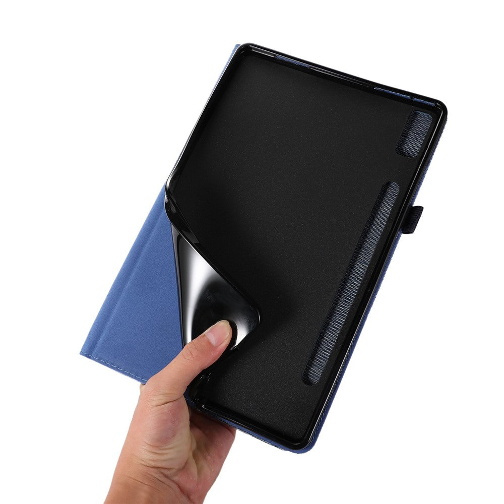 For Lenovo Tab P11 Pro Gen 2 Cloth Texture PU Leather Tablet Case Foldable Stand Card Holder Protective Cover - Grey