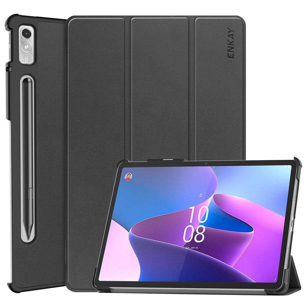 ENKAY HAT PRINCE For Lenovo Tab P11 Pro Gen 2 11.2" (2022) Protective Case PU Leather + PC Shockproof Cover Trifold Stand Tablet Case with Pencil Slot Support Auto Wake / Sleep - Black