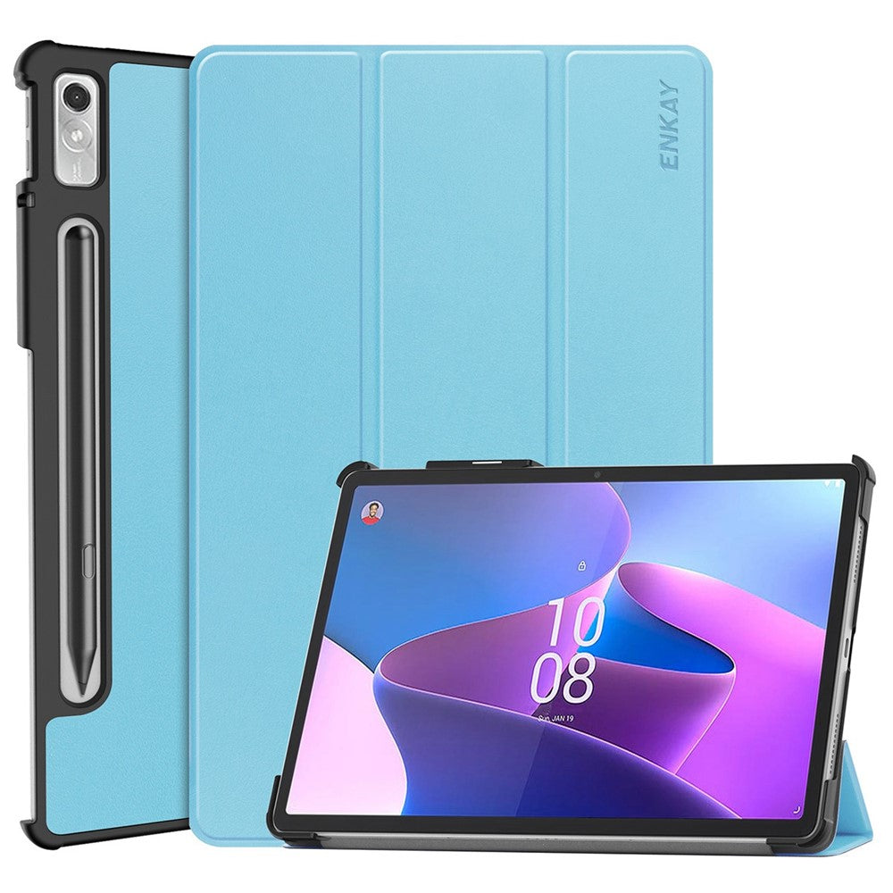 ENKAY HAT PRINCE For Lenovo Tab P11 Pro Gen 2 11.2" (2022) Protective Case PU Leather + PC Shockproof Cover Trifold Stand Tablet Case with Pencil Slot Support Auto Wake / Sleep - Baby Blue