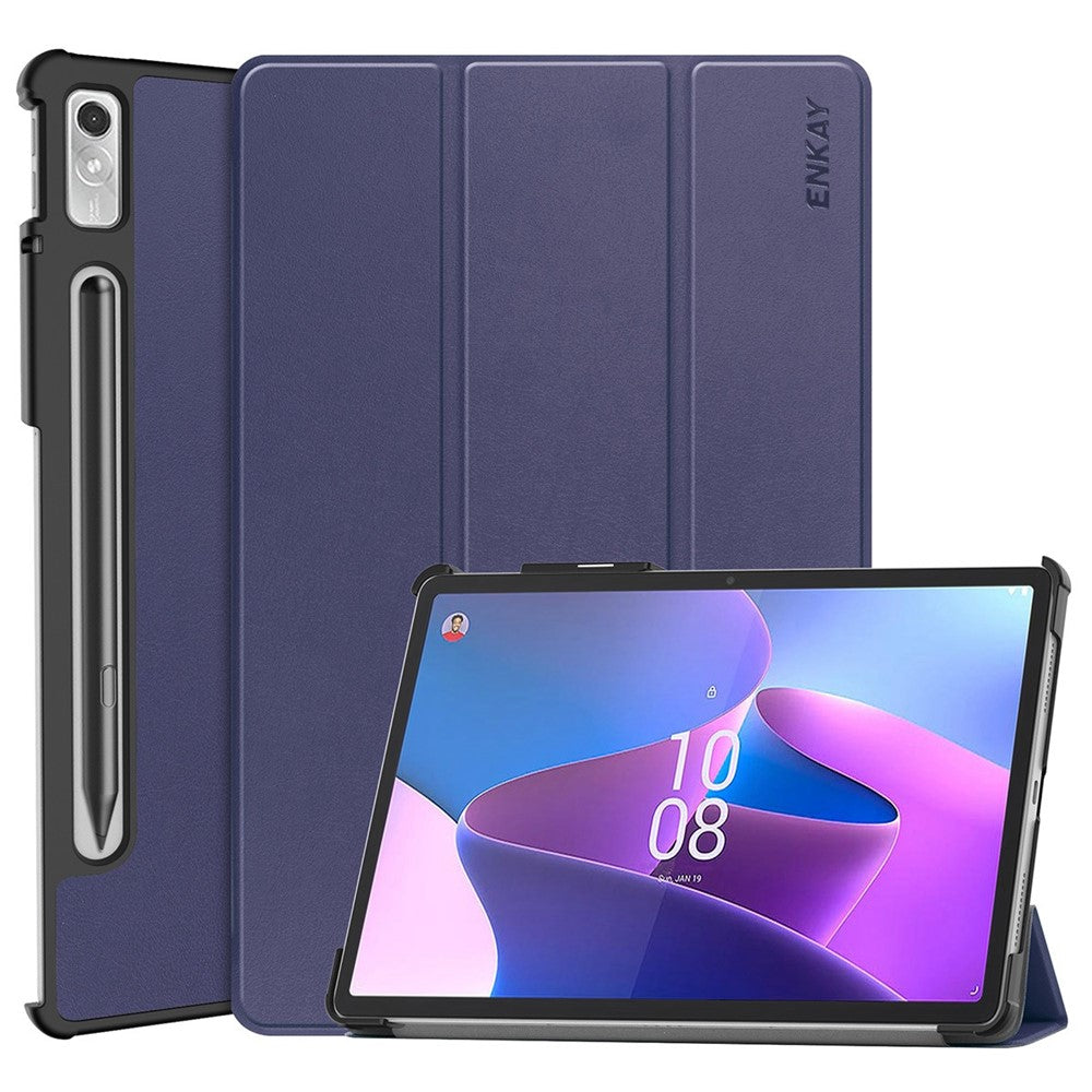 ENKAY HAT PRINCE For Lenovo Tab P11 Pro Gen 2 11.2" (2022) Protective Case PU Leather + PC Shockproof Cover Trifold Stand Tablet Case with Pencil Slot Support Auto Wake / Sleep - Dark Blue