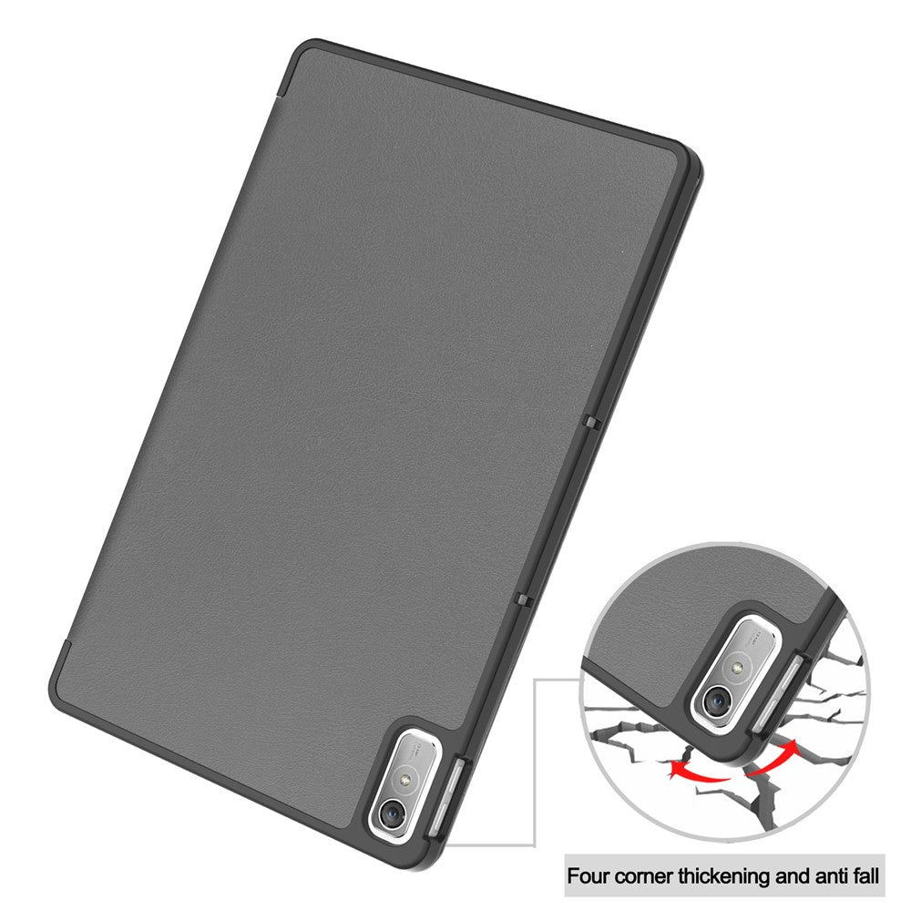 For Lenovo Tab P11 Gen 2 PU Leather Tri-fold Stand Tablet Shockproof Case Auto Wake / Sleep Full Protection Cover - Grey