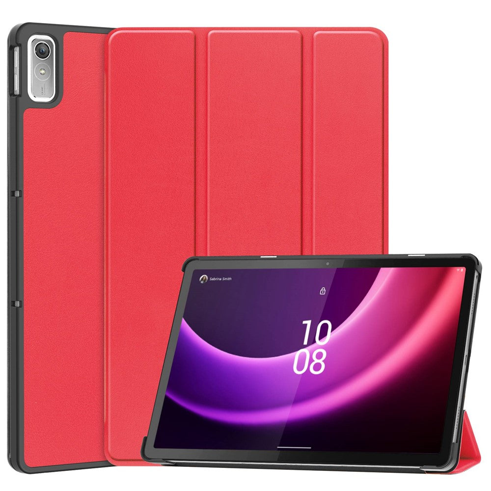 For Lenovo Tab P11 Gen 2 PU Leather Tri-fold Stand Tablet Shockproof Case Auto Wake / Sleep Full Protection Cover - Red