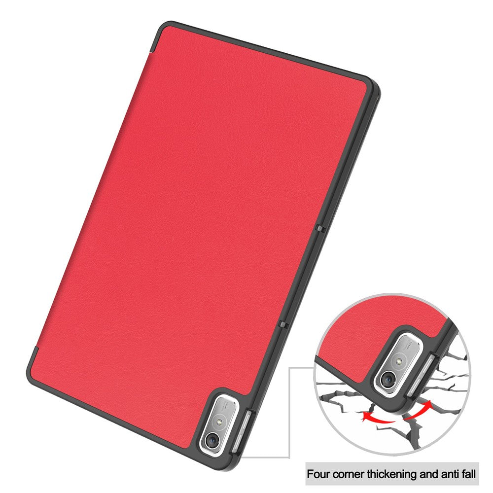 For Lenovo Tab P11 Gen 2 PU Leather Tri-fold Stand Tablet Shockproof Case Auto Wake / Sleep Full Protection Cover - Red