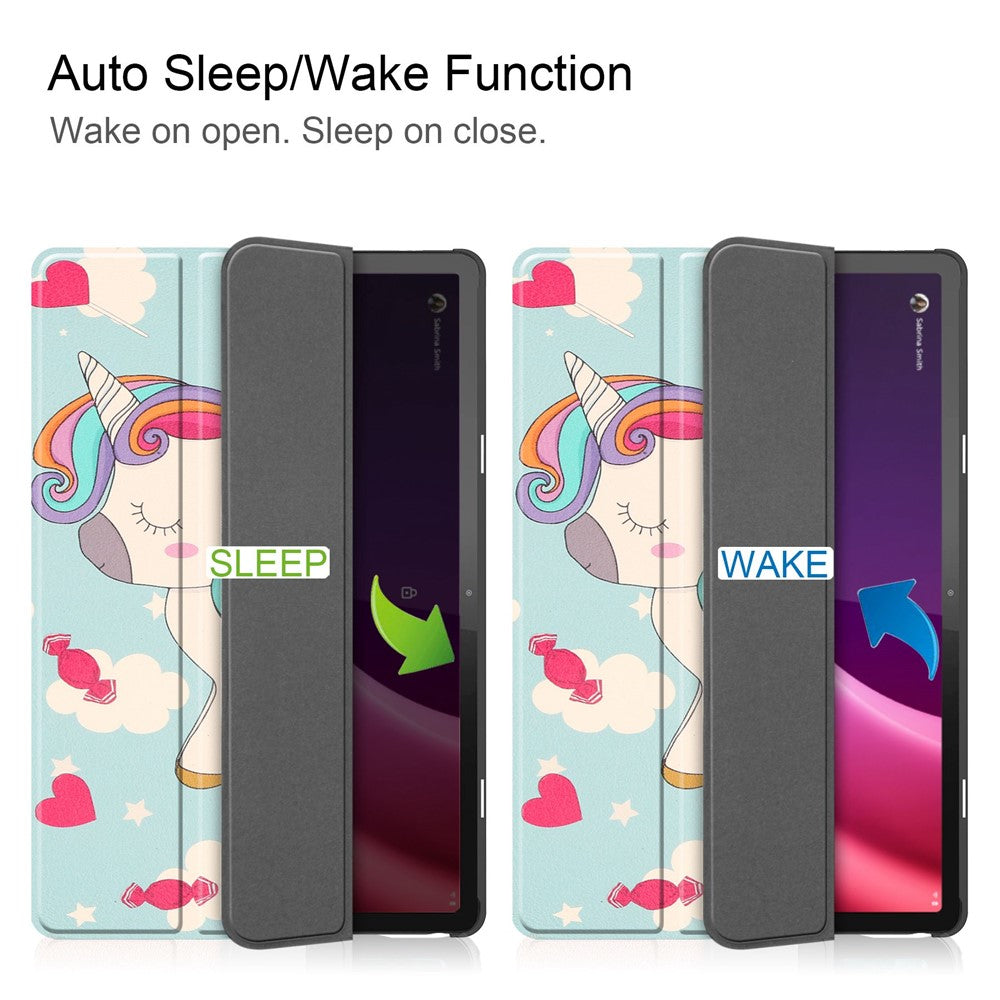 For Lenovo Tab P11 Gen 2 Tri-fold Stand PU Leather Anti-drop Cover Pattern Printing Auto Wake / Sleep Tablet Protective Case - Horse