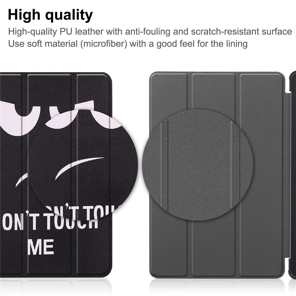 For Lenovo Tab P11 Gen 2 Tri-fold Stand PU Leather Anti-drop Cover Pattern Printing Auto Wake / Sleep Tablet Protective Case - Don't Touch Me