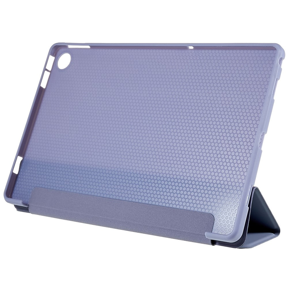 For Lenovo Tab M10 Plus (3rd Gen) / Xiaoxin Pad 2022 10.6 inch Three-fold Stand PU Leather Cover Full Protection Soft Silicone Tablet Case - Purple