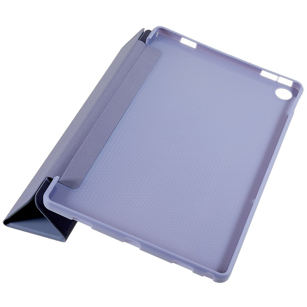 For Lenovo Tab M10 Plus (3rd Gen) / Xiaoxin Pad 2022 10.6 inch Three-fold Stand PU Leather Cover Full Protection Soft Silicone Tablet Case - Purple