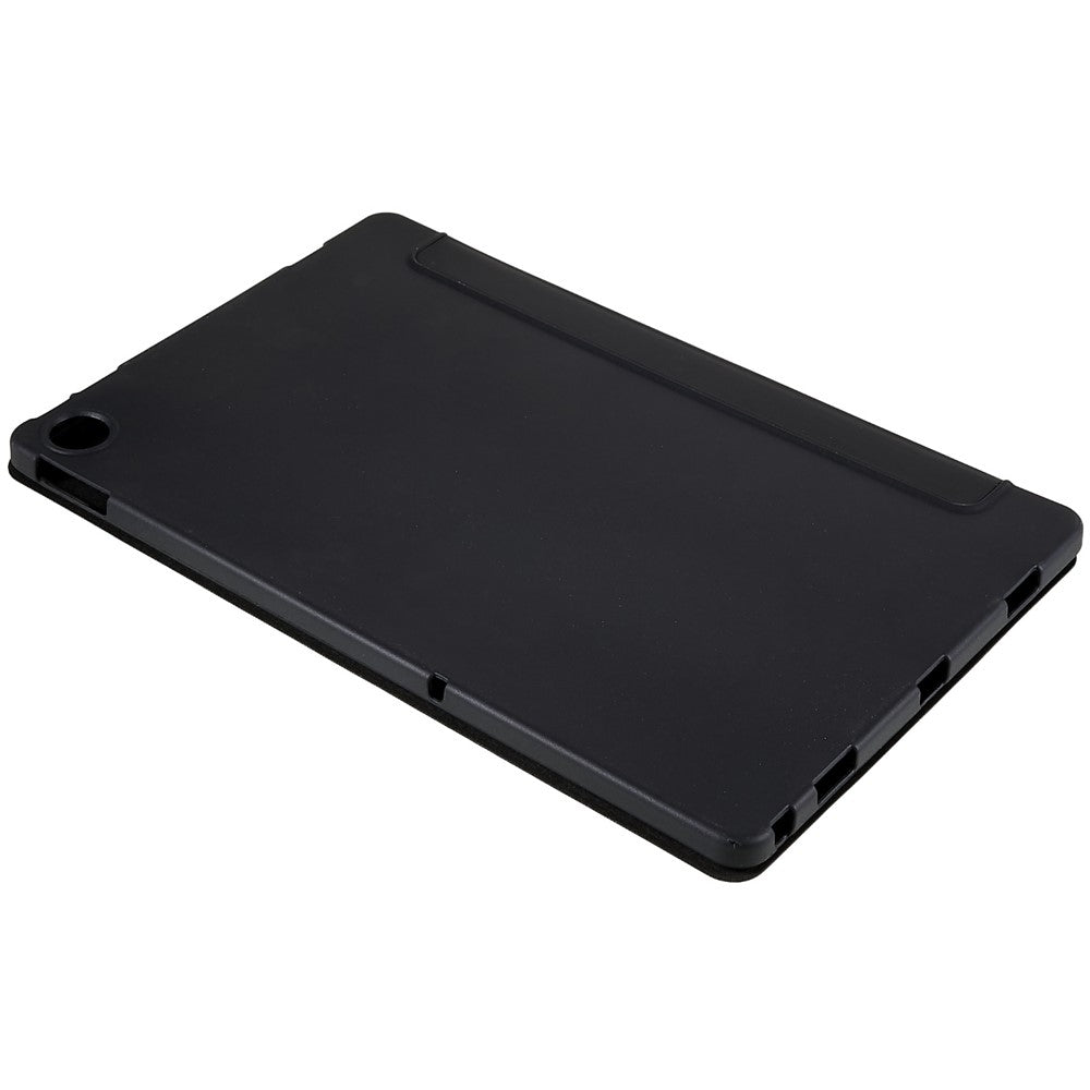 For Lenovo Tab M10 Plus (3rd Gen) / Xiaoxin Pad 2022 10.6 inch Three-fold Stand PU Leather Cover Full Protection Soft Silicone Tablet Case - Black