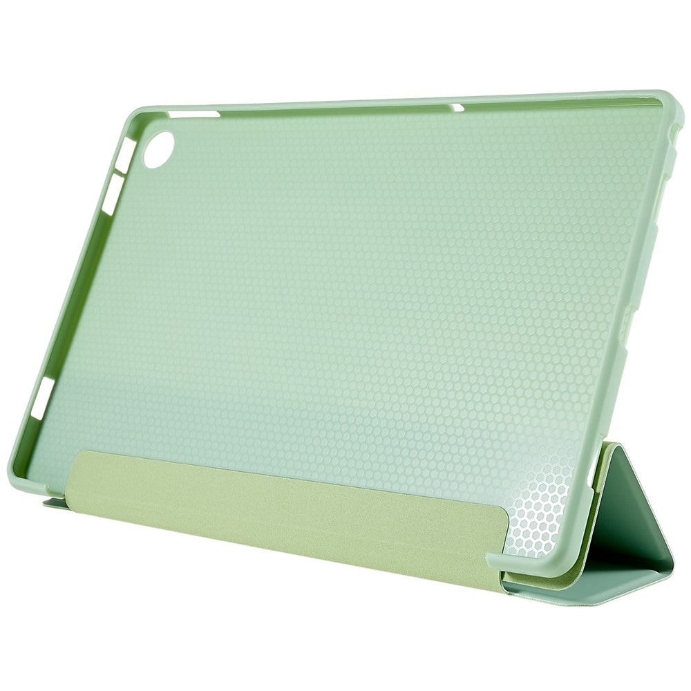 For Lenovo Tab M10 Plus (3rd Gen) / Xiaoxin Pad 2022 10.6 inch Tri-fold Stand PU Leather + Silicone Cover Tablet Anti-drop Shockproof Case - Green