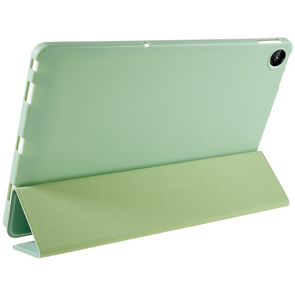 For Lenovo Tab M10 Plus (3rd Gen) / Xiaoxin Pad 2022 10.6 inch Tri-fold Stand PU Leather + Silicone Cover Tablet Anti-drop Shockproof Case - Green