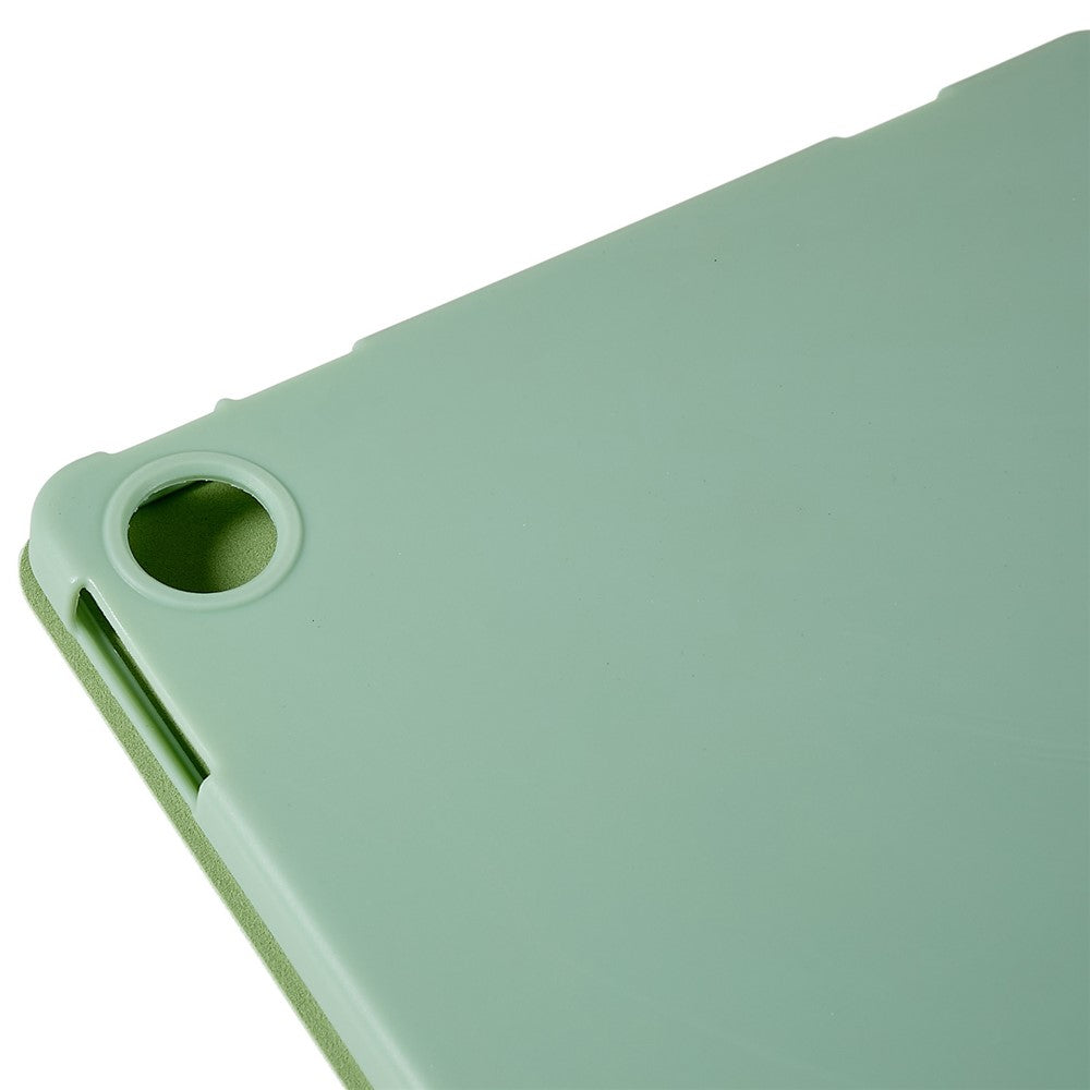 For Lenovo Tab M10 Plus (3rd Gen) / Xiaoxin Pad 2022 10.6 inch Tri-fold Stand PU Leather + Silicone Cover Tablet Anti-drop Shockproof Case - Green
