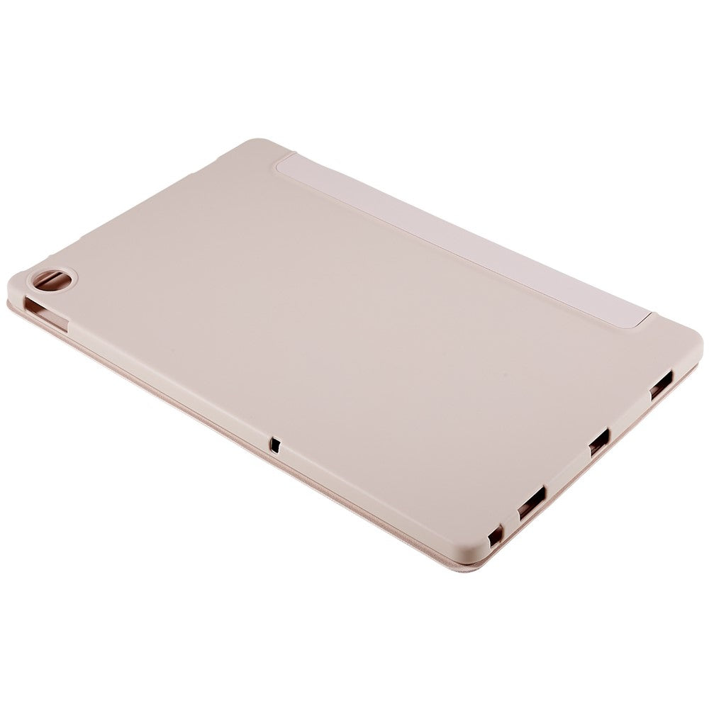 For Lenovo Tab M10 Plus (3rd Gen) / Xiaoxin Pad 2022 10.6 inch Tri-fold Stand PU Leather + Silicone Cover Tablet Anti-drop Shockproof Case - Pink