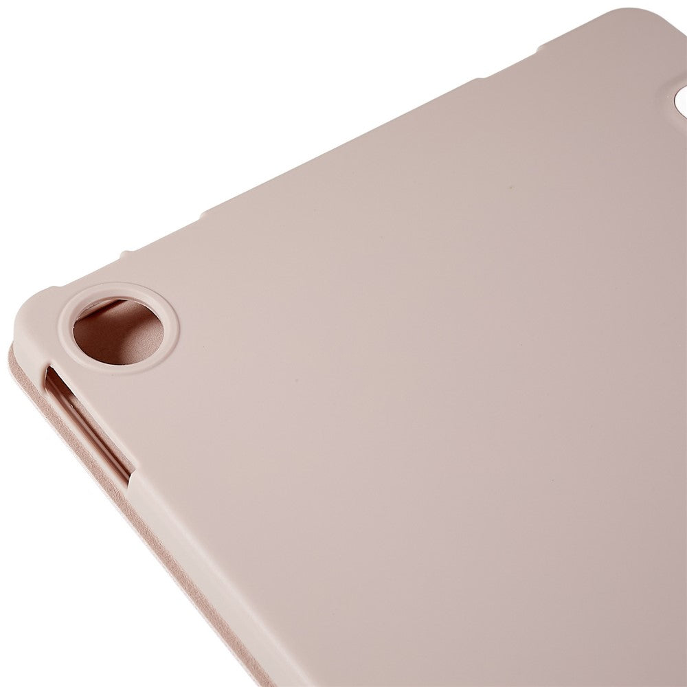 For Lenovo Tab M10 Plus (3rd Gen) / Xiaoxin Pad 2022 10.6 inch Tri-fold Stand PU Leather + Silicone Cover Tablet Anti-drop Shockproof Case - Pink