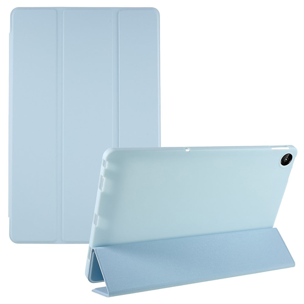For Lenovo Tab M10 Plus (3rd Gen) / Xiaoxin Pad 2022 10.6 inch Tri-fold Stand PU Leather + Silicone Cover Tablet Anti-drop Shockproof Case - Baby Blue