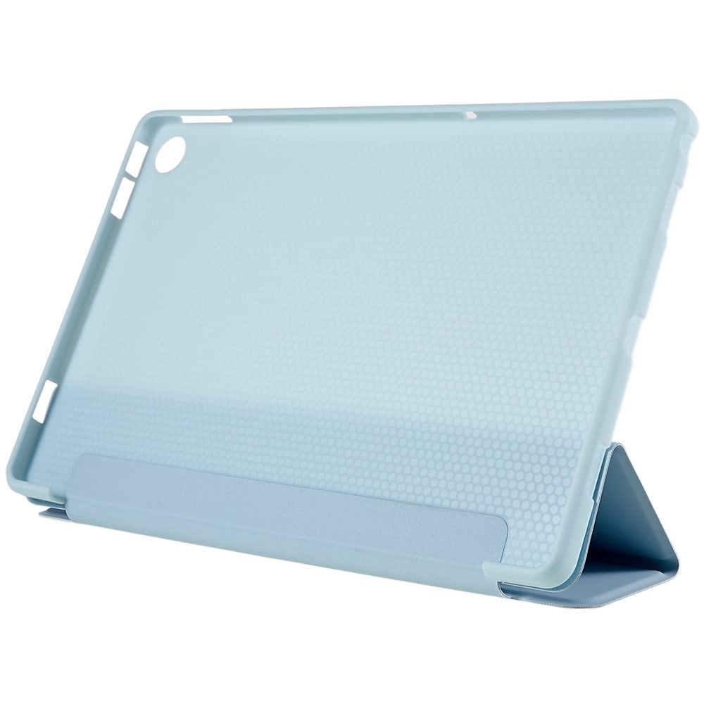 For Lenovo Tab M10 Plus (3rd Gen) / Xiaoxin Pad 2022 10.6 inch Tri-fold Stand PU Leather + Silicone Cover Tablet Anti-drop Shockproof Case - Baby Blue