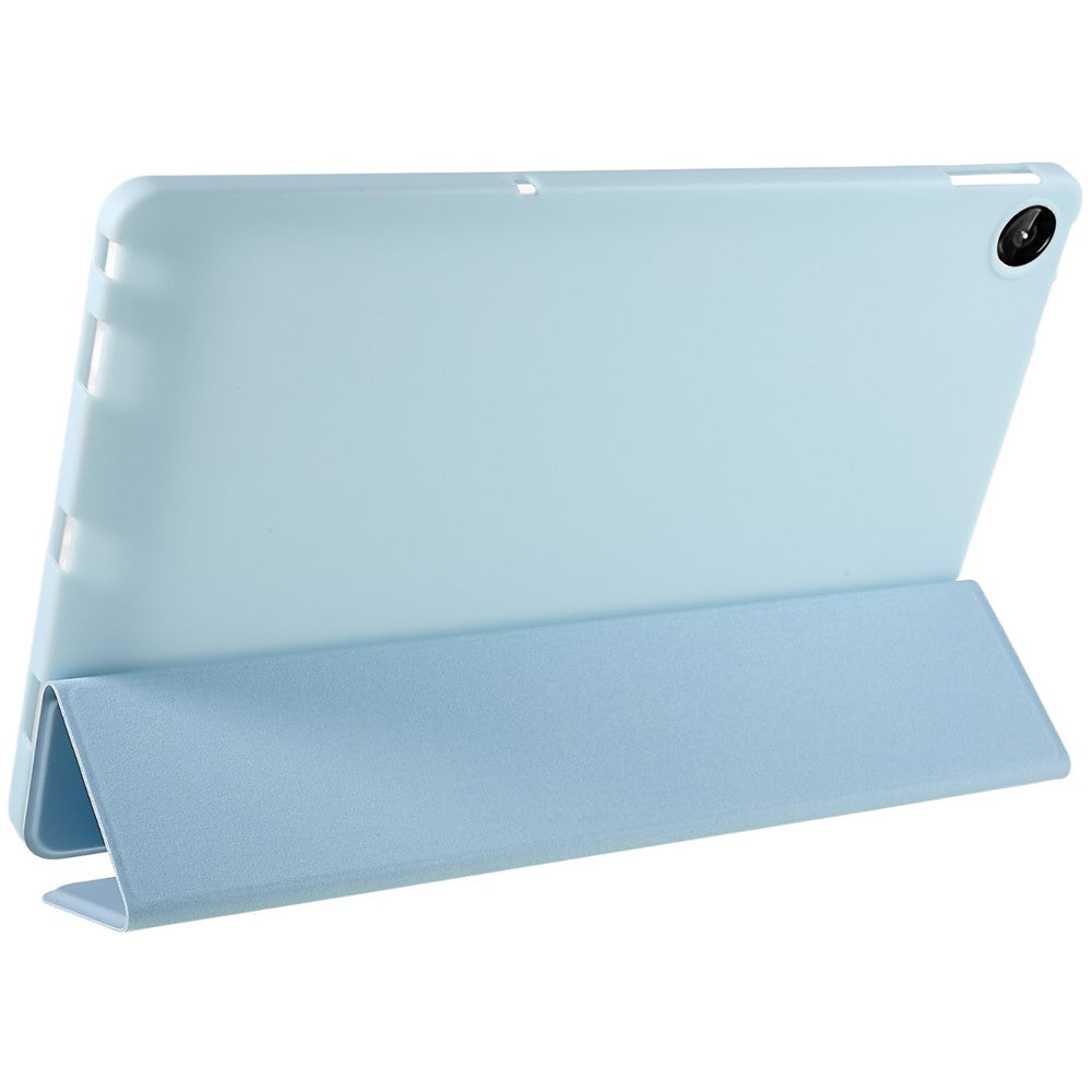 For Lenovo Tab M10 Plus (3rd Gen) / Xiaoxin Pad 2022 10.6 inch Tri-fold Stand PU Leather + Silicone Cover Tablet Anti-drop Shockproof Case - Baby Blue