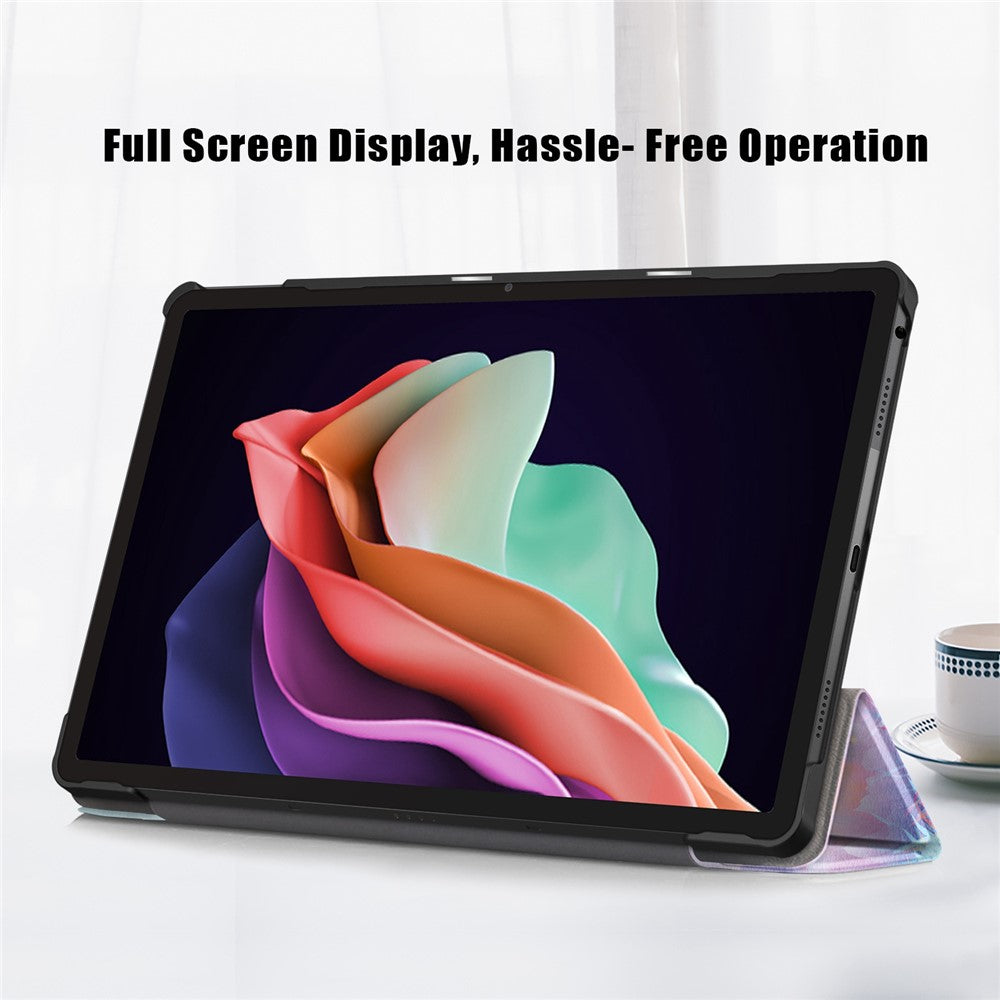For Lenovo Tab P11 Gen 2 Pattern Printing PU Leather Protective Cover Trifold Stand Smart Tablet Case with Auto Wake  /  Sleep - Fantasy Deer