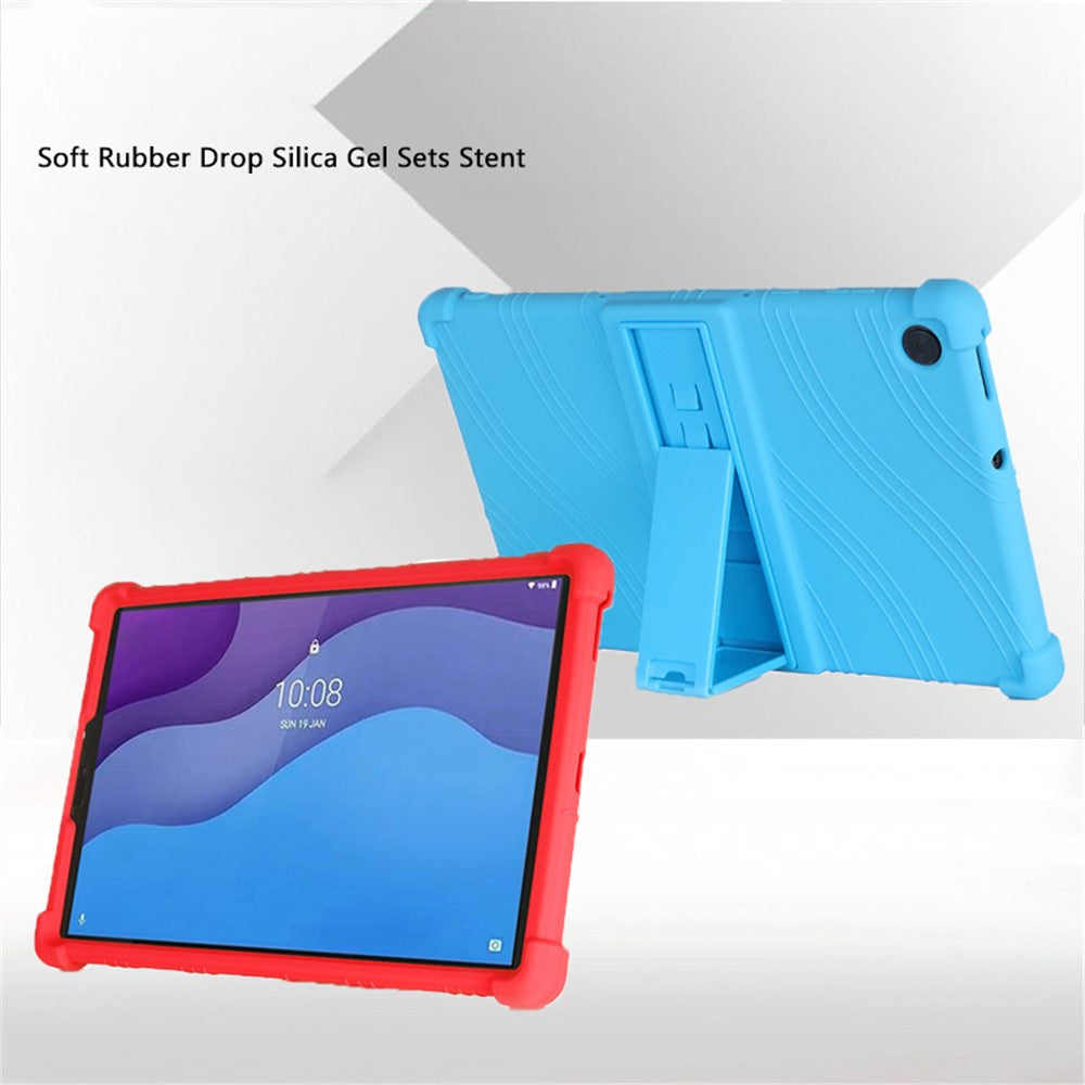 For Lenovo Tab M10 (Gen 3) TB-328FU / TB-328XU Silicone Shockproof Tablet Cover Corner Cushion PC Kickstand Anti-Slip Kids Friendly Protective Case - Sky Blue