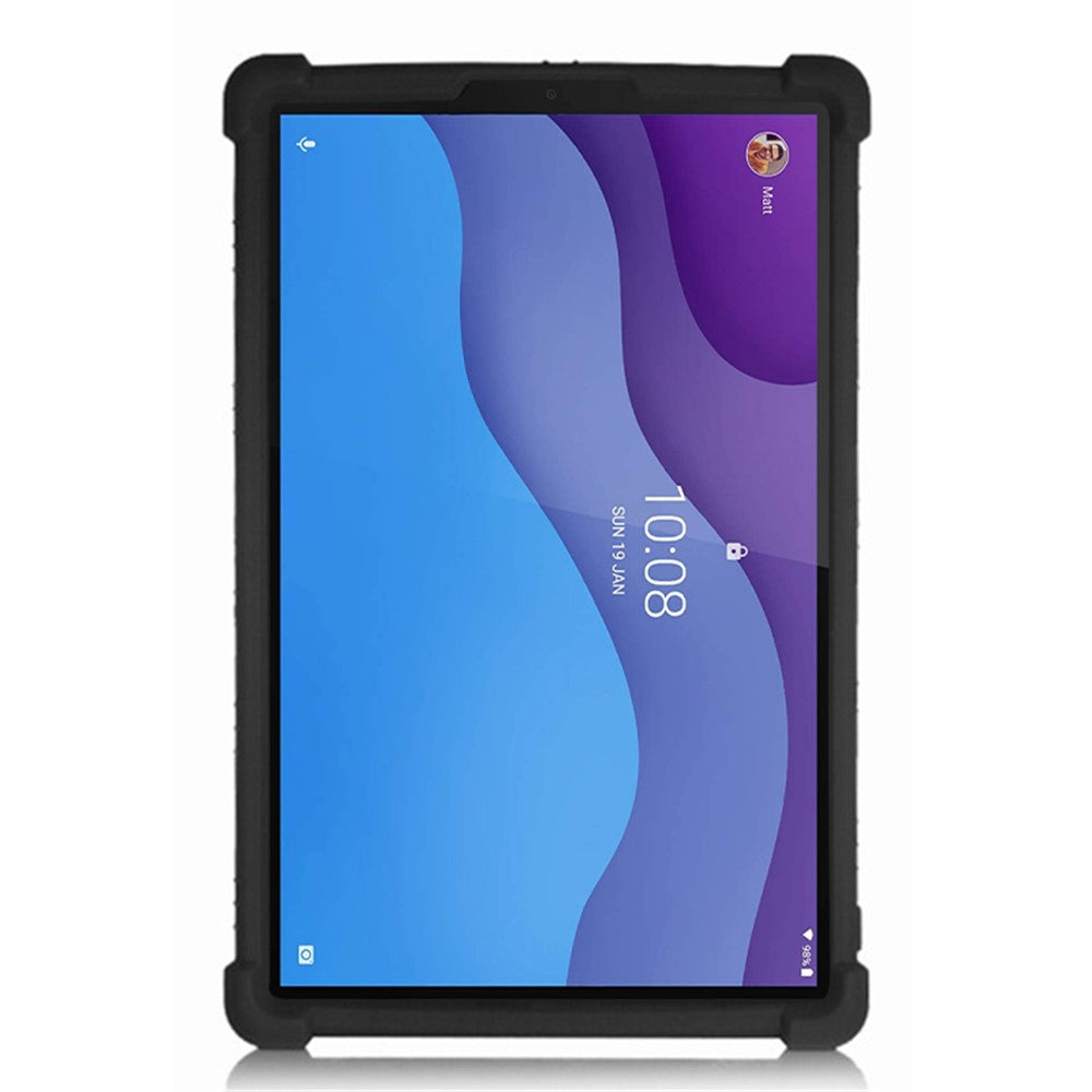 For Lenovo Tab M10 (Gen 3) TB-328FU / TB-328XU Silicone Shockproof Tablet Cover Corner Cushion PC Kickstand Anti-Slip Kids Friendly Protective Case - Black