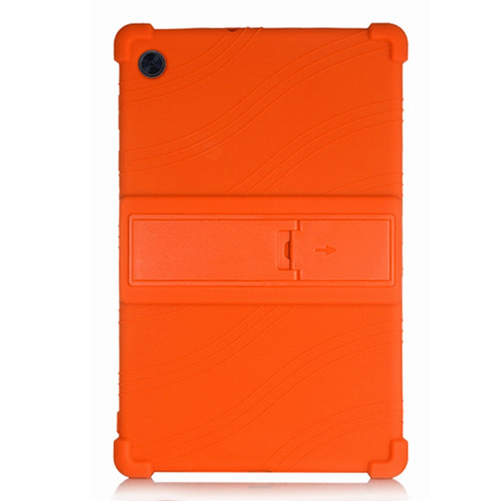 For Lenovo Tab M10 (Gen 3) TB-328FU / TB-328XU Silicone Shockproof Tablet Cover Corner Cushion PC Kickstand Anti-Slip Kids Friendly Protective Case - Orange
