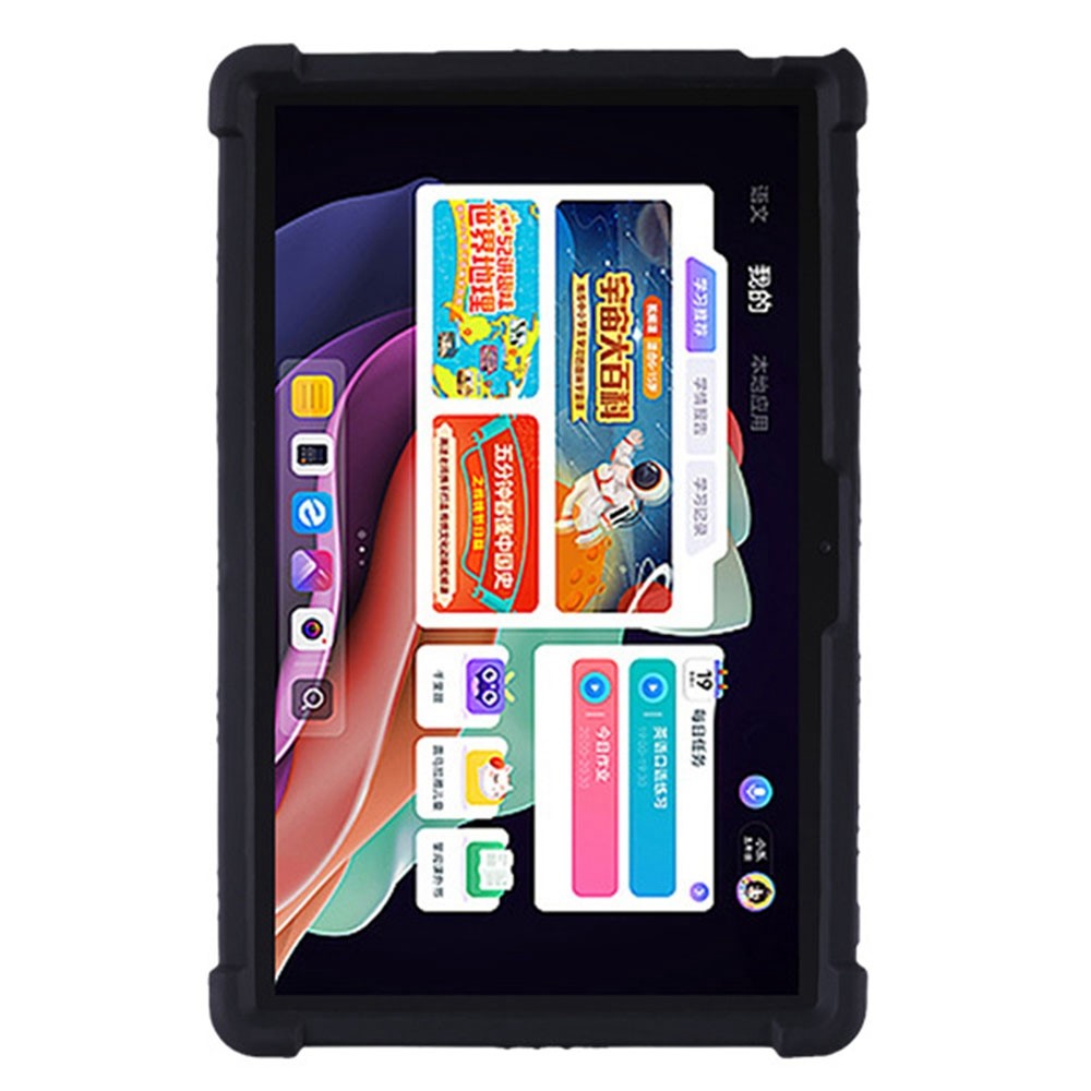 For Lenovo Tab P11 Gen 2 / Tab P11 2022 TB-350 Kickstand Tablet Case Soft Silicone Reinforced Four Corner Shockproof Cover - Black