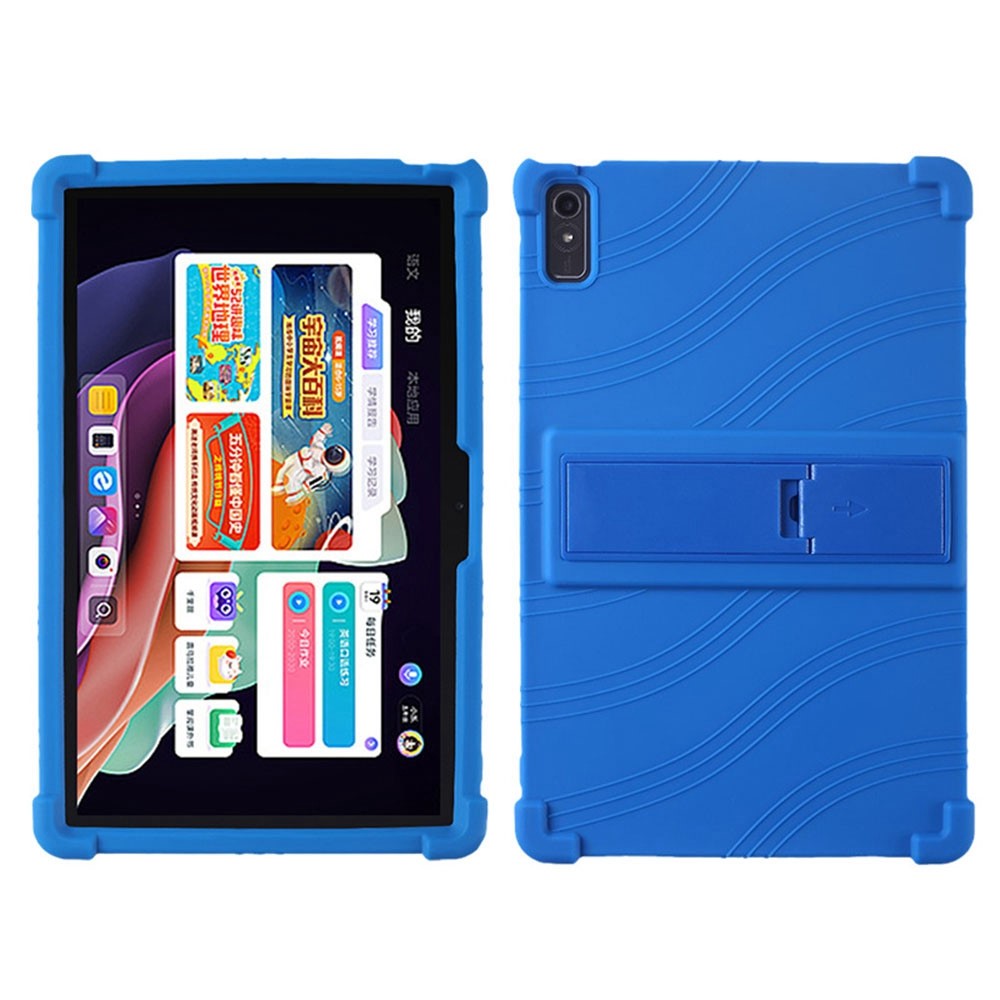 For Lenovo Tab P11 Gen 2 / Tab P11 2022 TB-350 Kickstand Tablet Case Soft Silicone Reinforced Four Corner Shockproof Cover - Dark Blue
