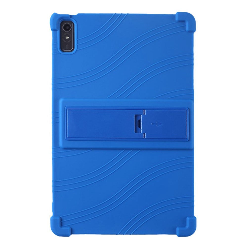 For Lenovo Tab P11 Gen 2 / Tab P11 2022 TB-350 Kickstand Tablet Case Soft Silicone Reinforced Four Corner Shockproof Cover - Dark Blue
