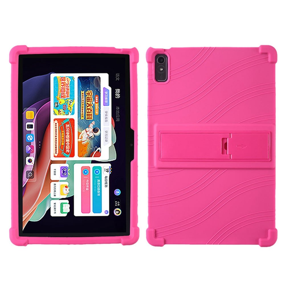 For Lenovo Tab P11 Gen 2 / Tab P11 2022 TB-350 Kickstand Tablet Case Soft Silicone Reinforced Four Corner Shockproof Cover - Rose