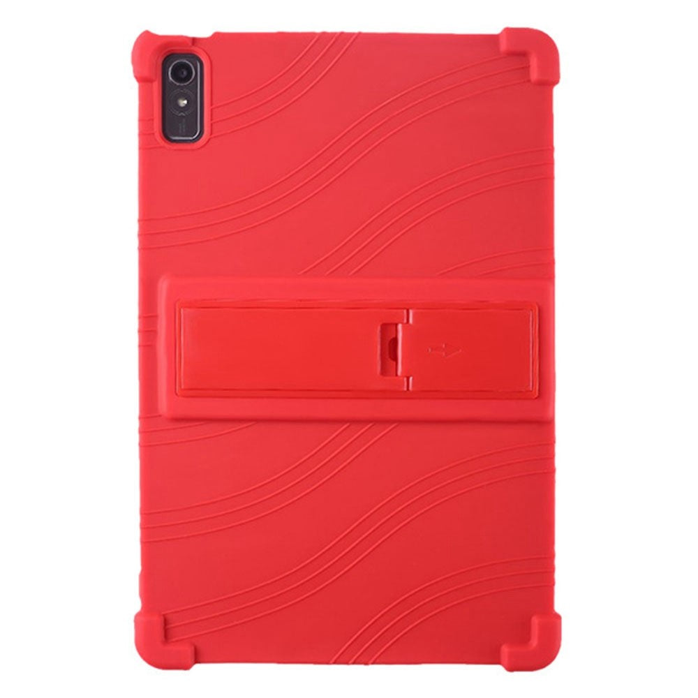 For Lenovo Tab P11 Gen 2 / Tab P11 2022 TB-350 Kickstand Tablet Case Soft Silicone Reinforced Four Corner Shockproof Cover - Red