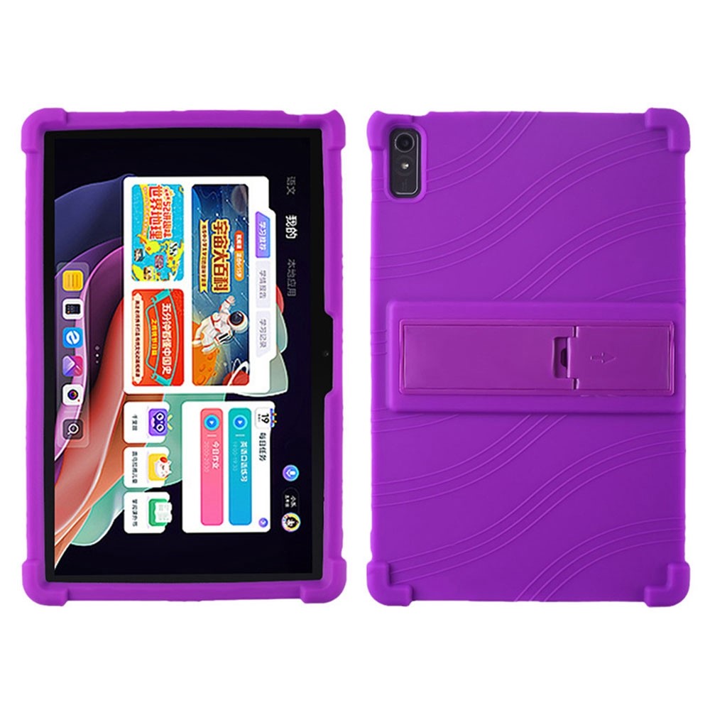 For Lenovo Tab P11 Gen 2 / Tab P11 2022 TB-350 Kickstand Tablet Case Soft Silicone Reinforced Four Corner Shockproof Cover - Purple