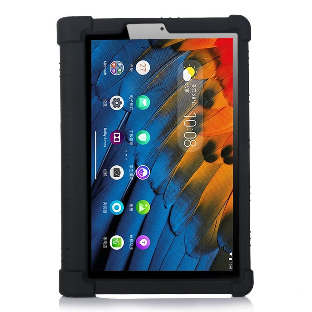 For Lenovo Yoga Tab5 YT-X705F / M 10.1 inch Anti-scratch Soft Silicone Tablet Case Anti-drop Cover with PC Kickstand - Black