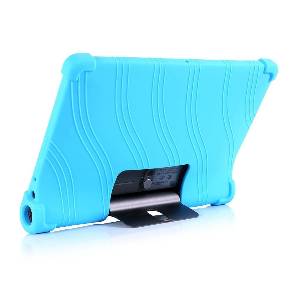 For Lenovo Yoga Tab5 YT-X705F / M 10.1 inch Anti-scratch Soft Silicone Tablet Case Anti-drop Cover with PC Kickstand - Black