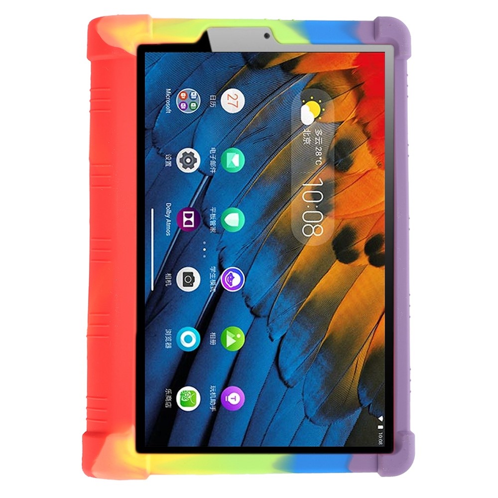 For Lenovo Yoga Tab5 YT-X705F / M 10.1 inch Anti-scratch Soft Silicone Tablet Case Anti-drop Cover with PC Kickstand - Rainbow