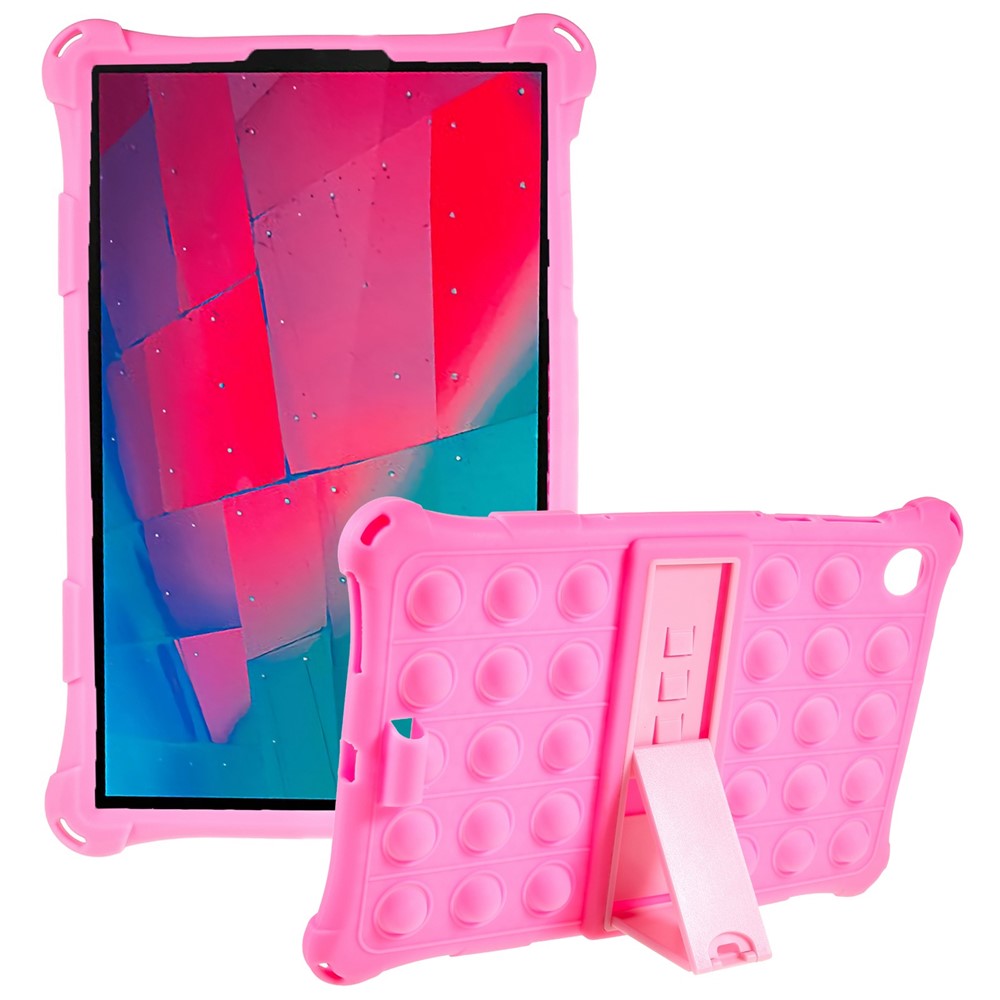 For Lenovo Tab M10 HD Gen 2 TB-X306X Push Fidget Sensory Toy Tablet Case Bubble Pop Shockproof Cover with PC Kickstand - Pink