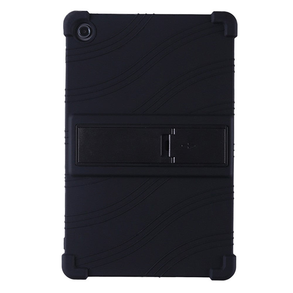 For Lenovo Tab M10 Plus (3rd Gen) / Xiaoxin Pad 2022 10.6 inch 125F / 128 Anti-collision Soft Silicone Tablet Protective Case Cover with Adjustable PC Kickstand - Black