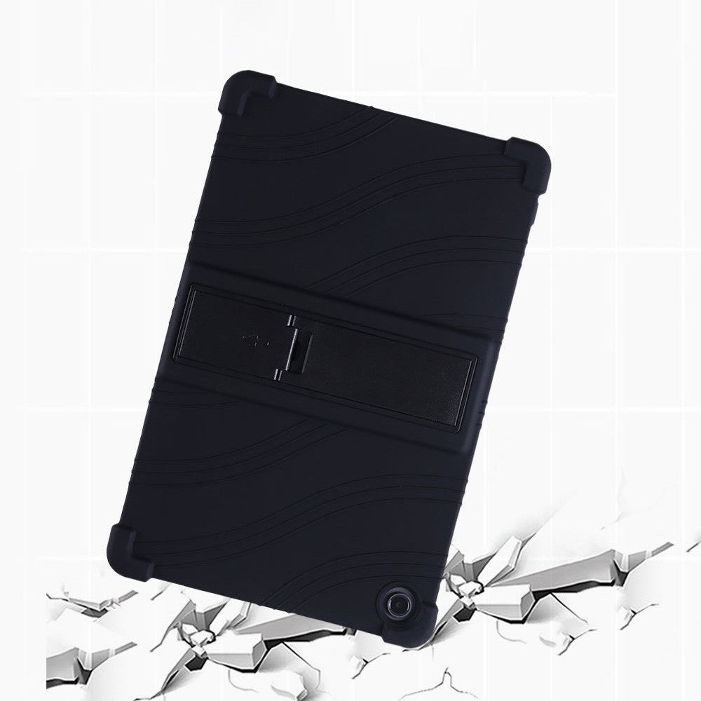 For Lenovo Tab M10 Plus (3rd Gen) / Xiaoxin Pad 2022 10.6 inch 125F / 128 Anti-collision Soft Silicone Tablet Protective Case Cover with Adjustable PC Kickstand - Black
