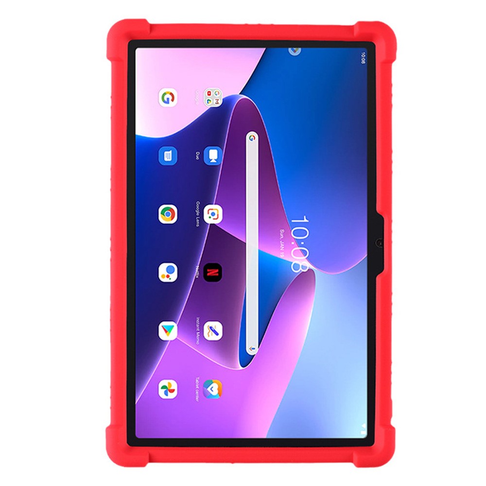 For Lenovo Tab M10 Plus (3rd Gen) / Xiaoxin Pad 2022 10.6 inch 125F / 128 Anti-collision Soft Silicone Tablet Protective Case Cover with Adjustable PC Kickstand - Red